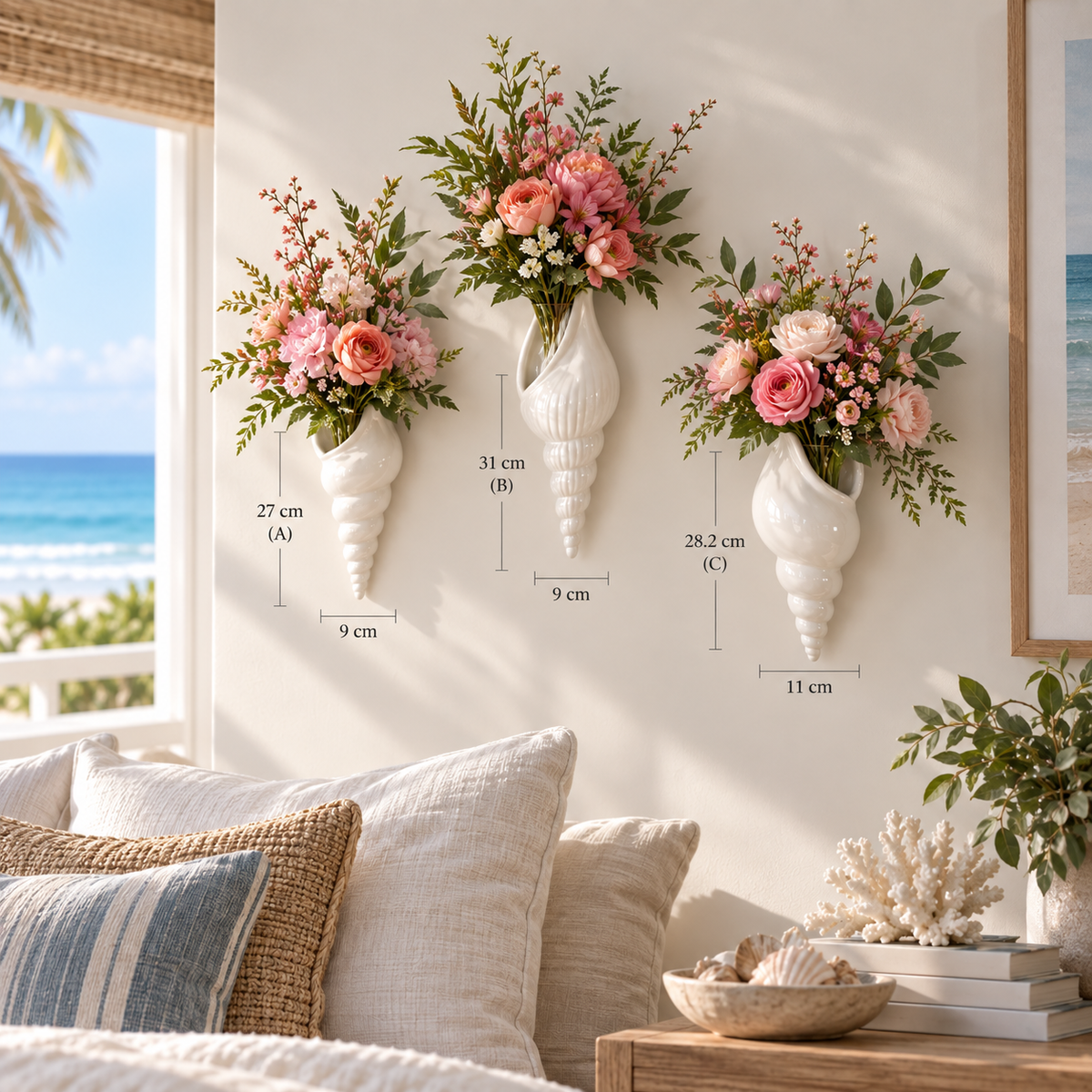 Ceramic Sea Shell Vase Wall Hanging