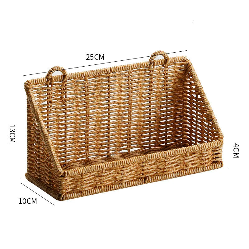 Rustic Wall-Mounted Rattan Storage Basket
