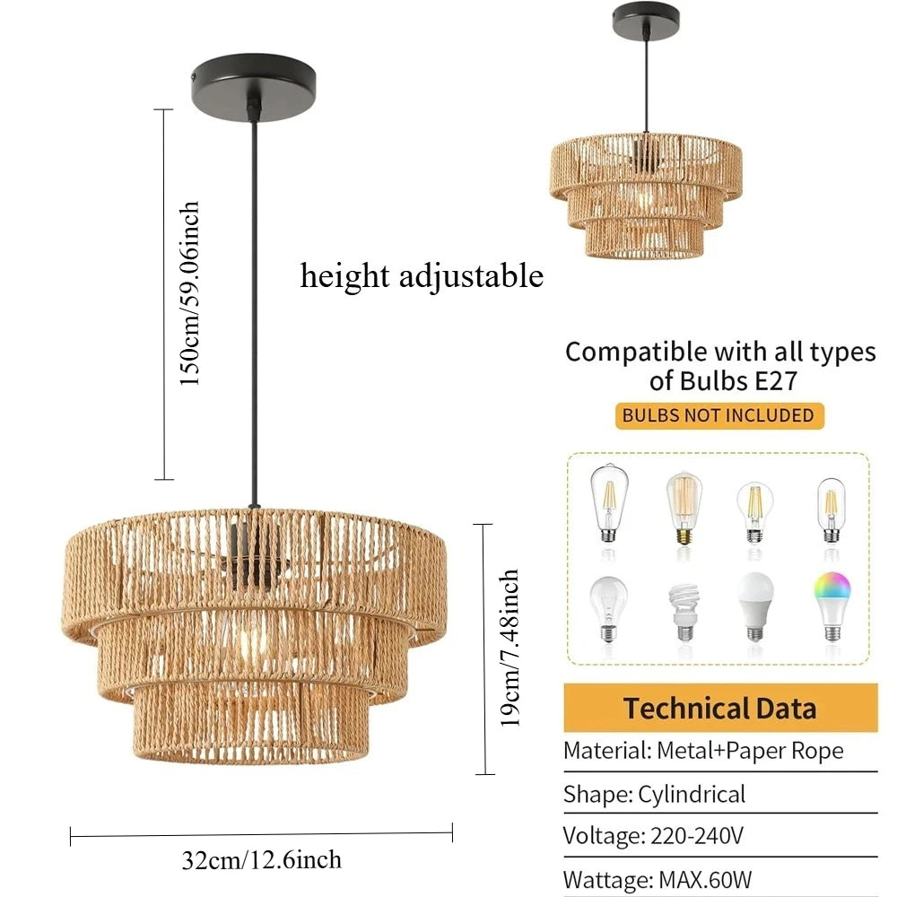 Boho Rattan Pendant Light