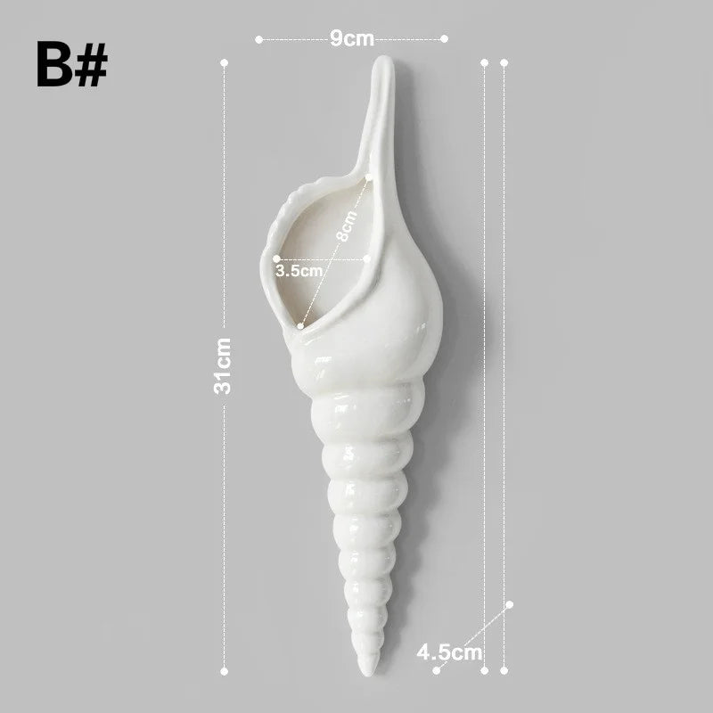 Ceramic Sea Shell Vase Wall Hanging