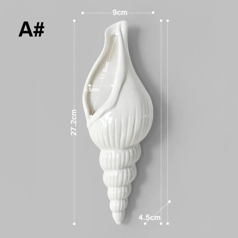Ceramic Sea Shell Vase Wall Hanging