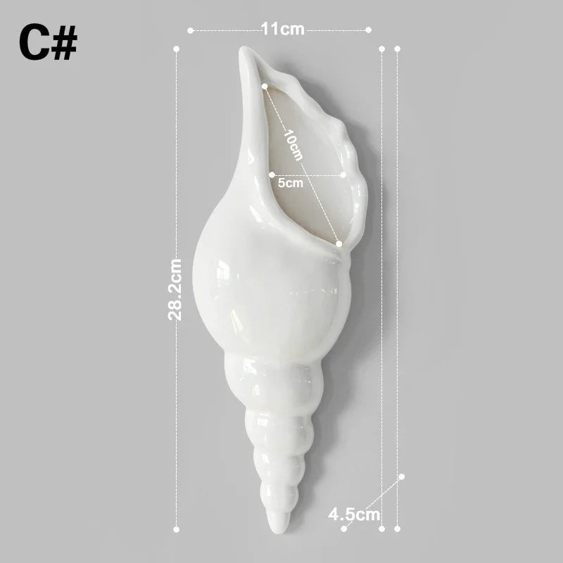 Ceramic Sea Shell Vase Wall Hanging