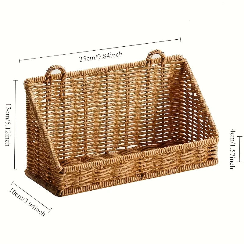Rustic Wall-Mounted Rattan Storage Basket
