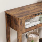 Narrow Console Table with Glass-Front Drawers