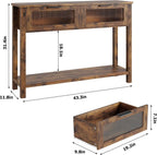 Narrow Console Table with Glass-Front Drawers