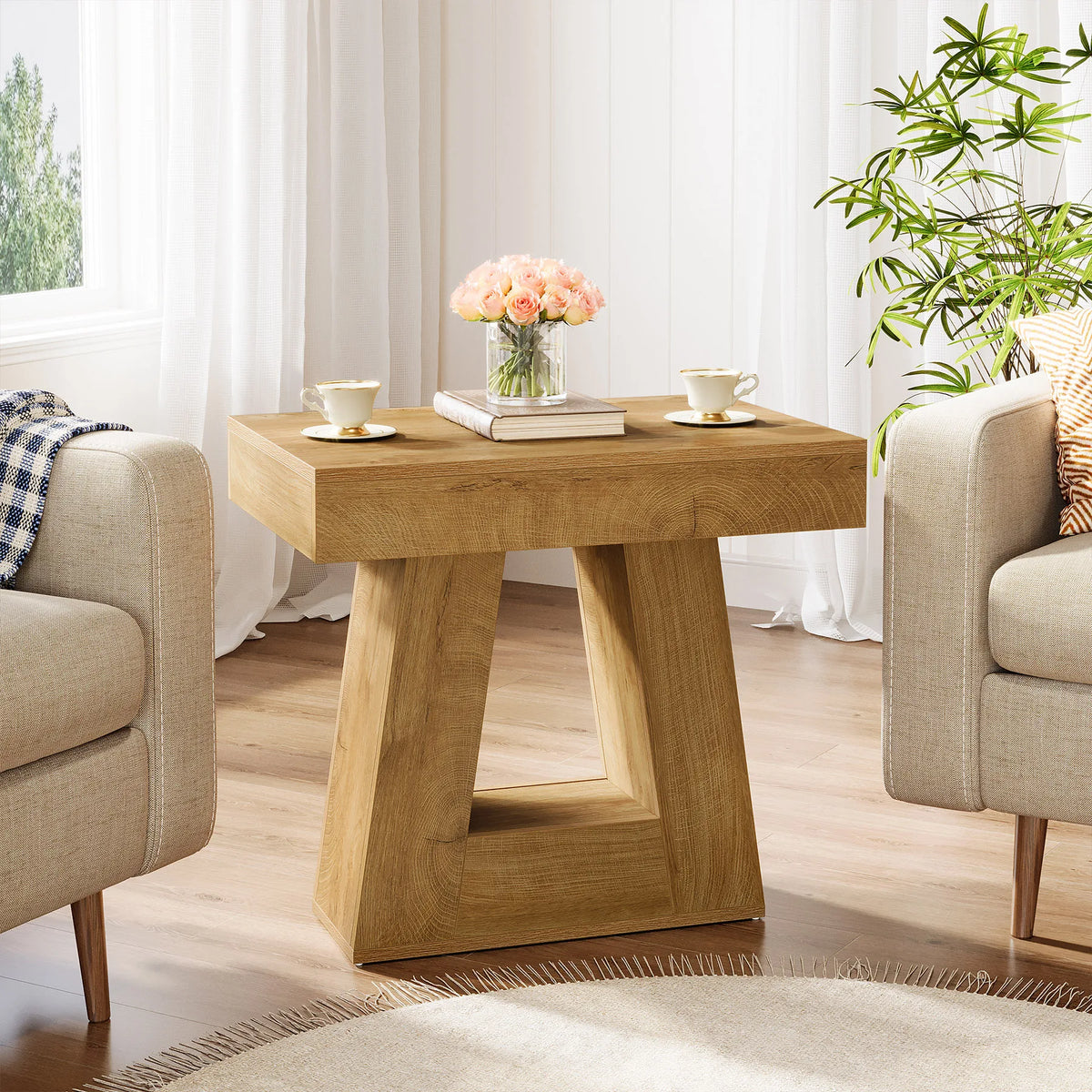 Coastal Casa 2-Tier Wooden Side Table