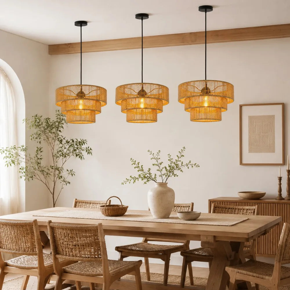 Boho Rattan Pendant Light