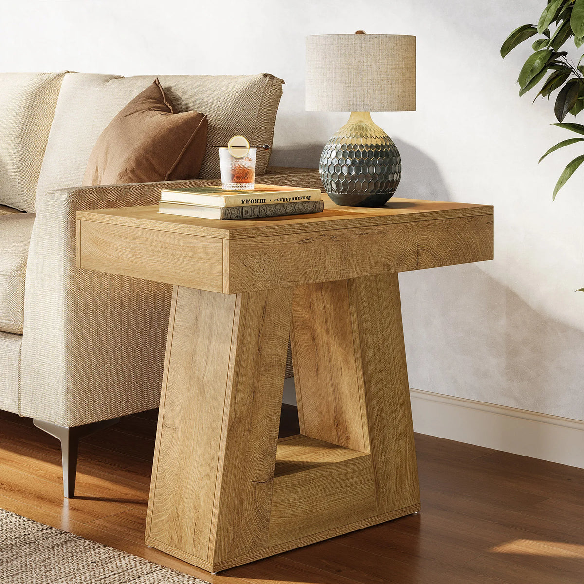 Coastal Casa 2-Tier Wooden Side Table
