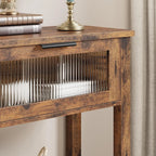 Narrow Console Table with Glass-Front Drawers