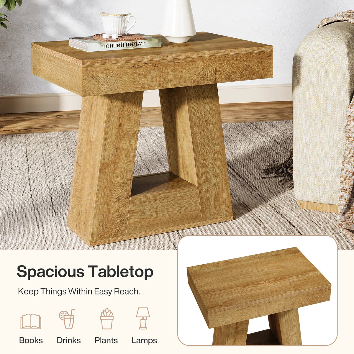 Coastal Casa 2-Tier Wooden Side Table